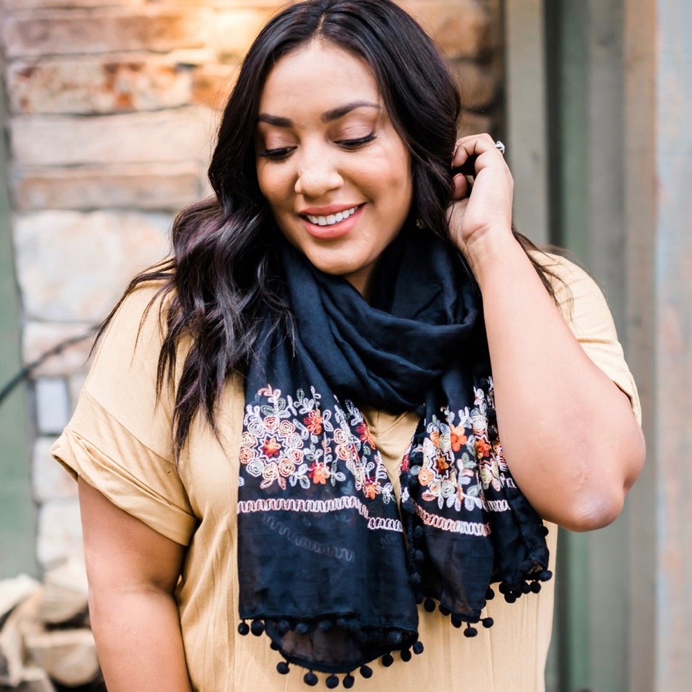 Adorned And Delighted Embroidered Scarf - Picture 2 of 5